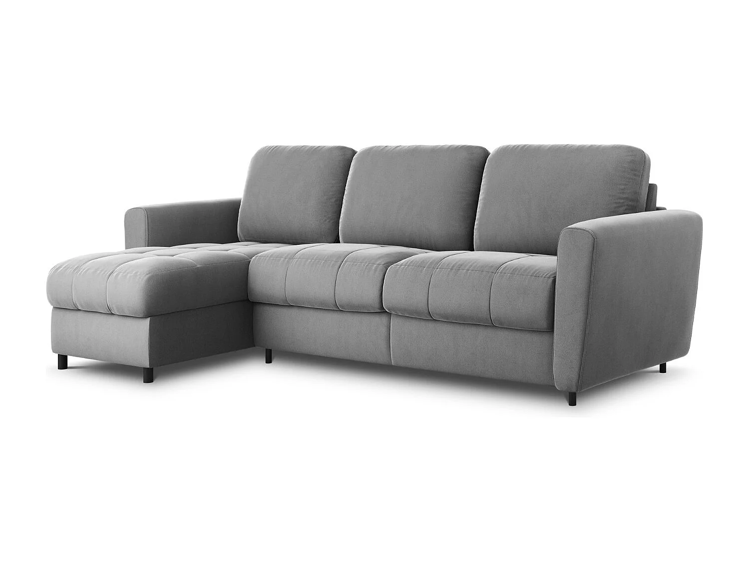 CXL by Christian Lacroix - Canapé d'angle gauche convertible avec coffre de rangement "Audra" 4 places en velours gris - 270x170x88cm