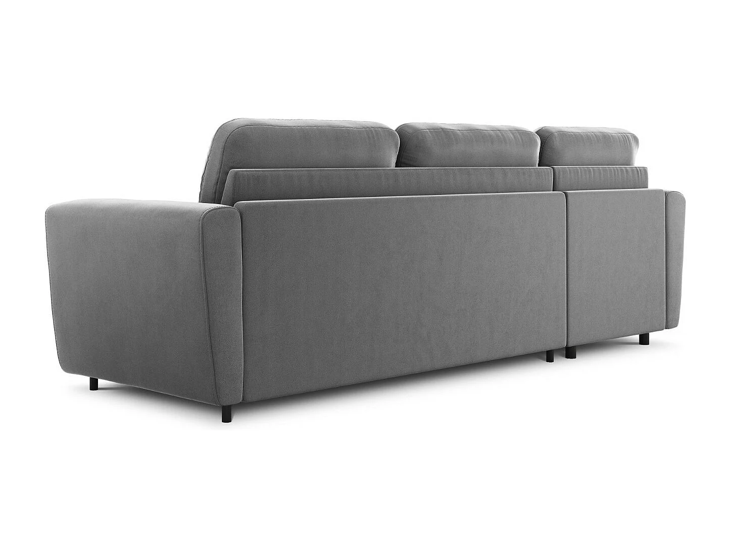 CXL by Christian Lacroix - Canapé d'angle gauche convertible avec coffre de rangement "Audra" 4 places en velours gris - 270x170x88cm