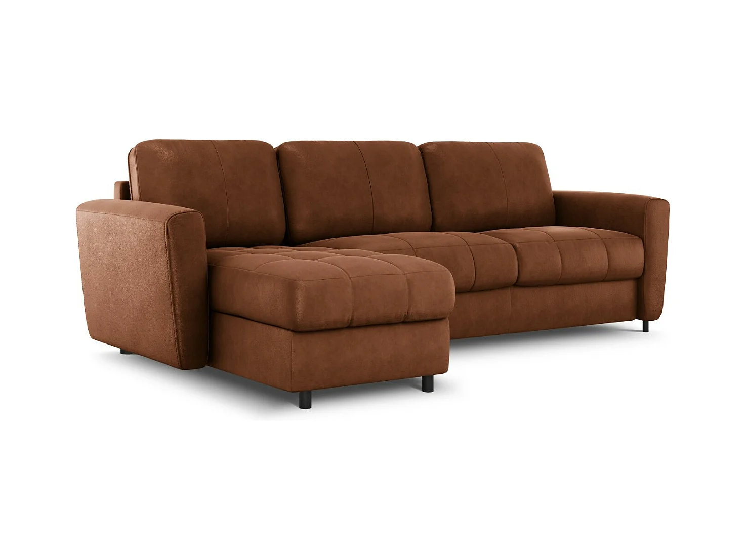 CXL by Christian Lacroix - Canapé d'angle gauche convertible "Audra" 4 places en cuir véritable marron - 270x170x88cm