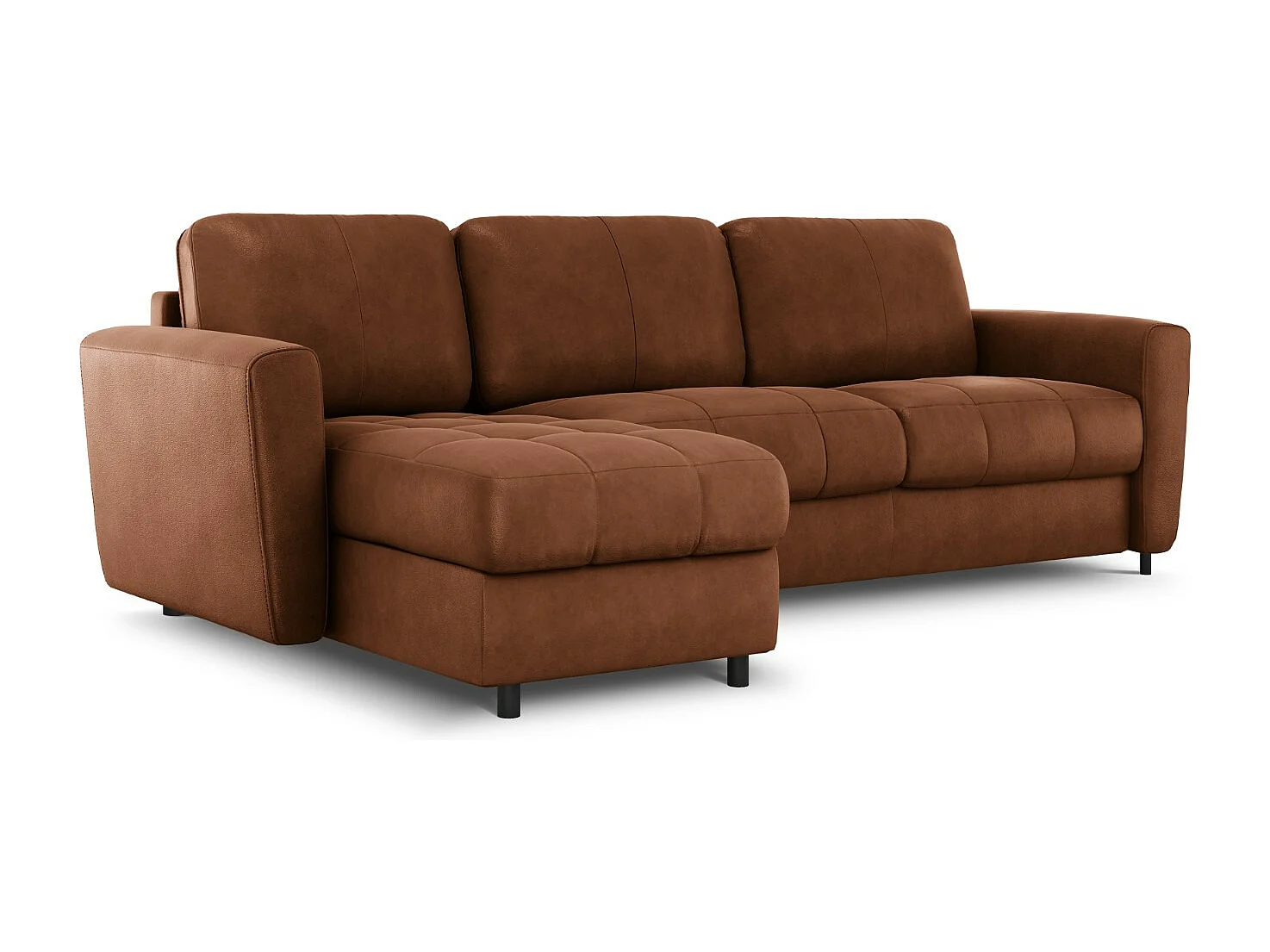 CXL by Christian Lacroix - Canapé d'angle gauche convertible "Audra" 4 places en cuir véritable marron - 270x170x88cm