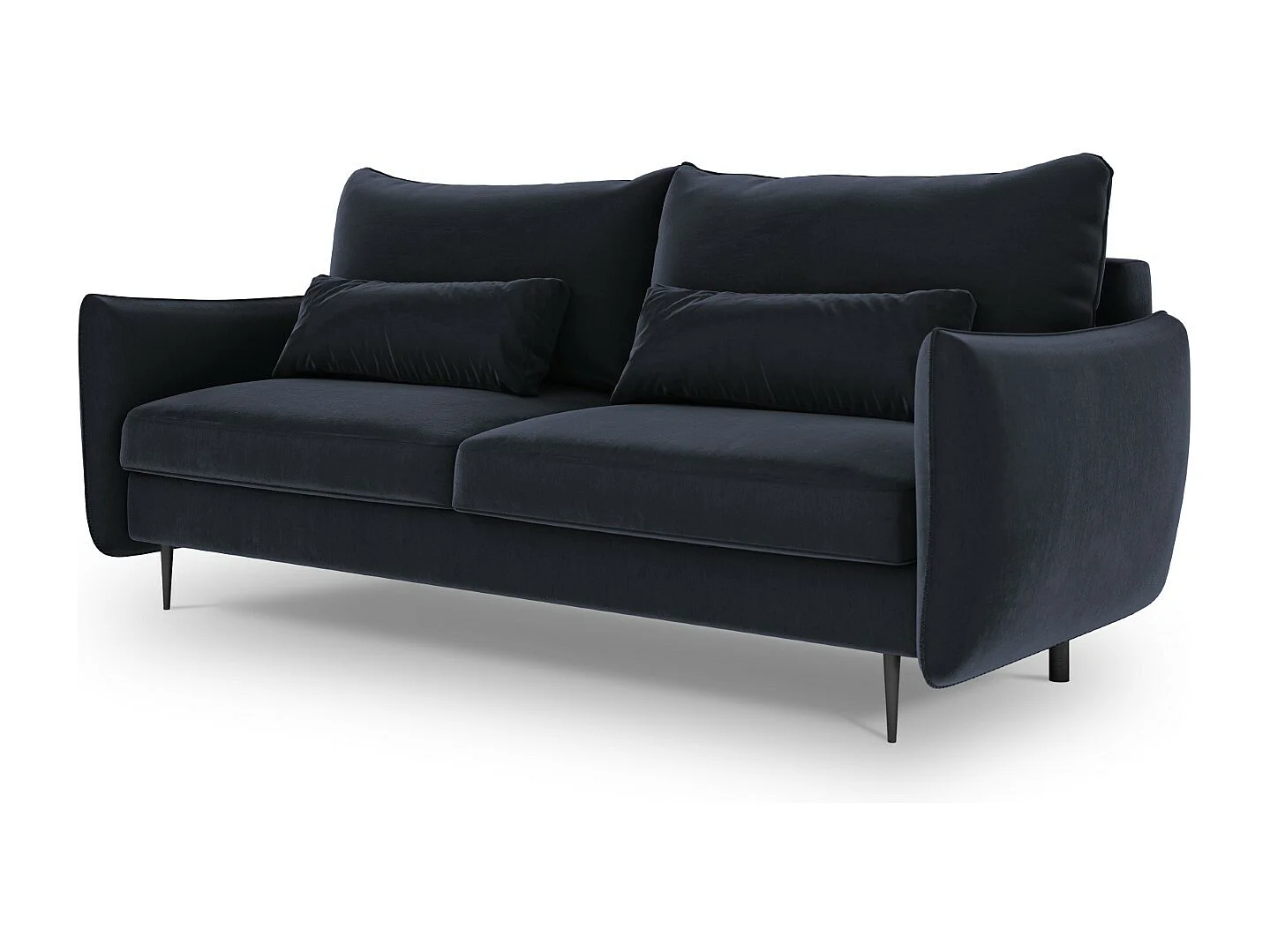 Cosmopolitan Design - Canapé convertible avec coffre de rangement "Vermont" 3 places en velours bleu foncé - 222x105x90cm