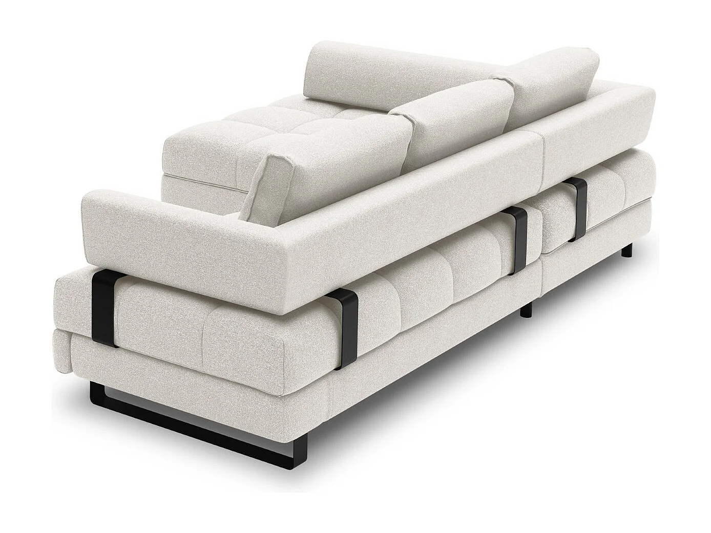 Cosmopolitan Design - Uitklapbare hoekbank links met opbergdoos "Clinton" 5 zitplaatsen, Structurele stof, Lichtgrijs - 272x173x89cm