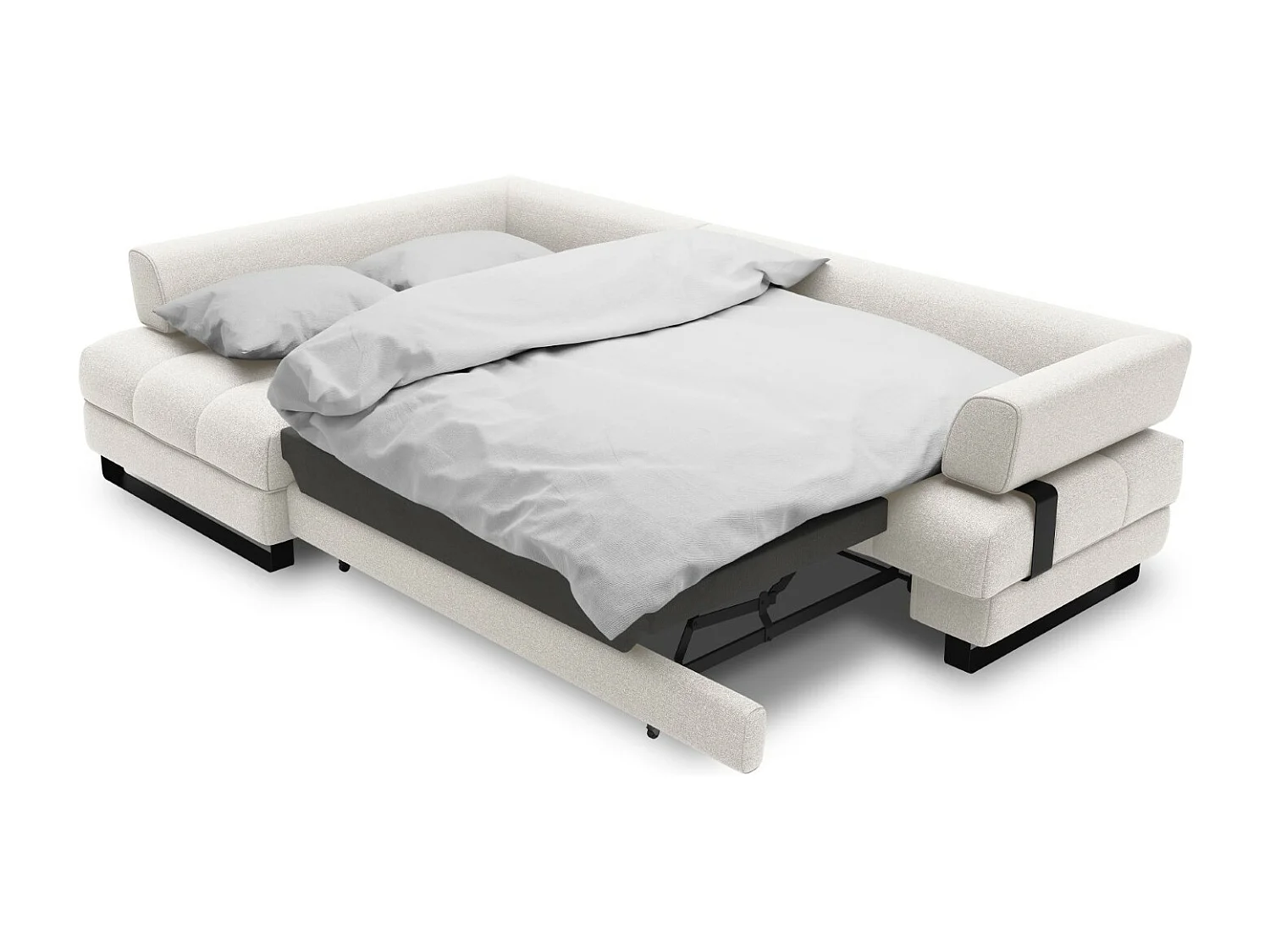 Cosmopolitan Design - Uitklapbare hoekbank links met opbergdoos "Clinton" 5 zitplaatsen, Structurele stof, Lichtgrijs - 272x173x89cm