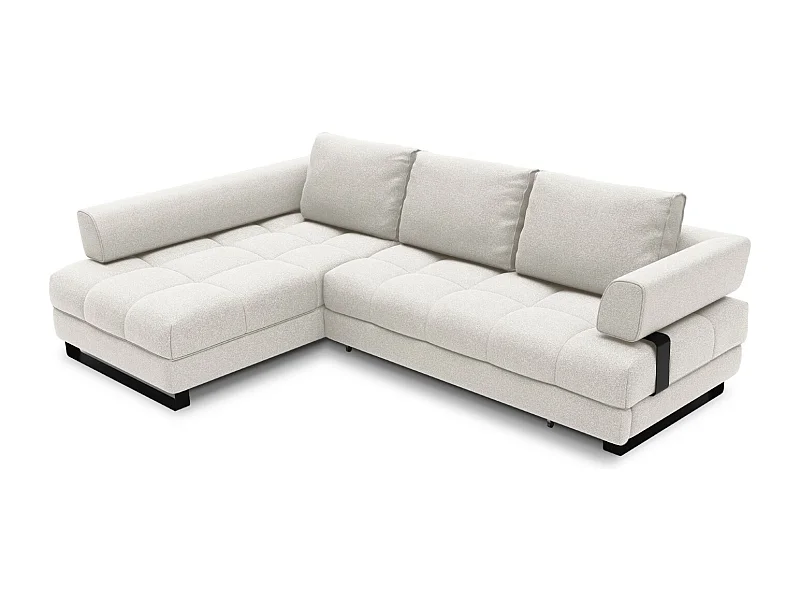 Cosmopolitan Design - Narożnik lewy rozkładany ze schowkiem, "Clinton" 5 miejsc tkanina strukturalna, szary jasny - 272x173x89cm