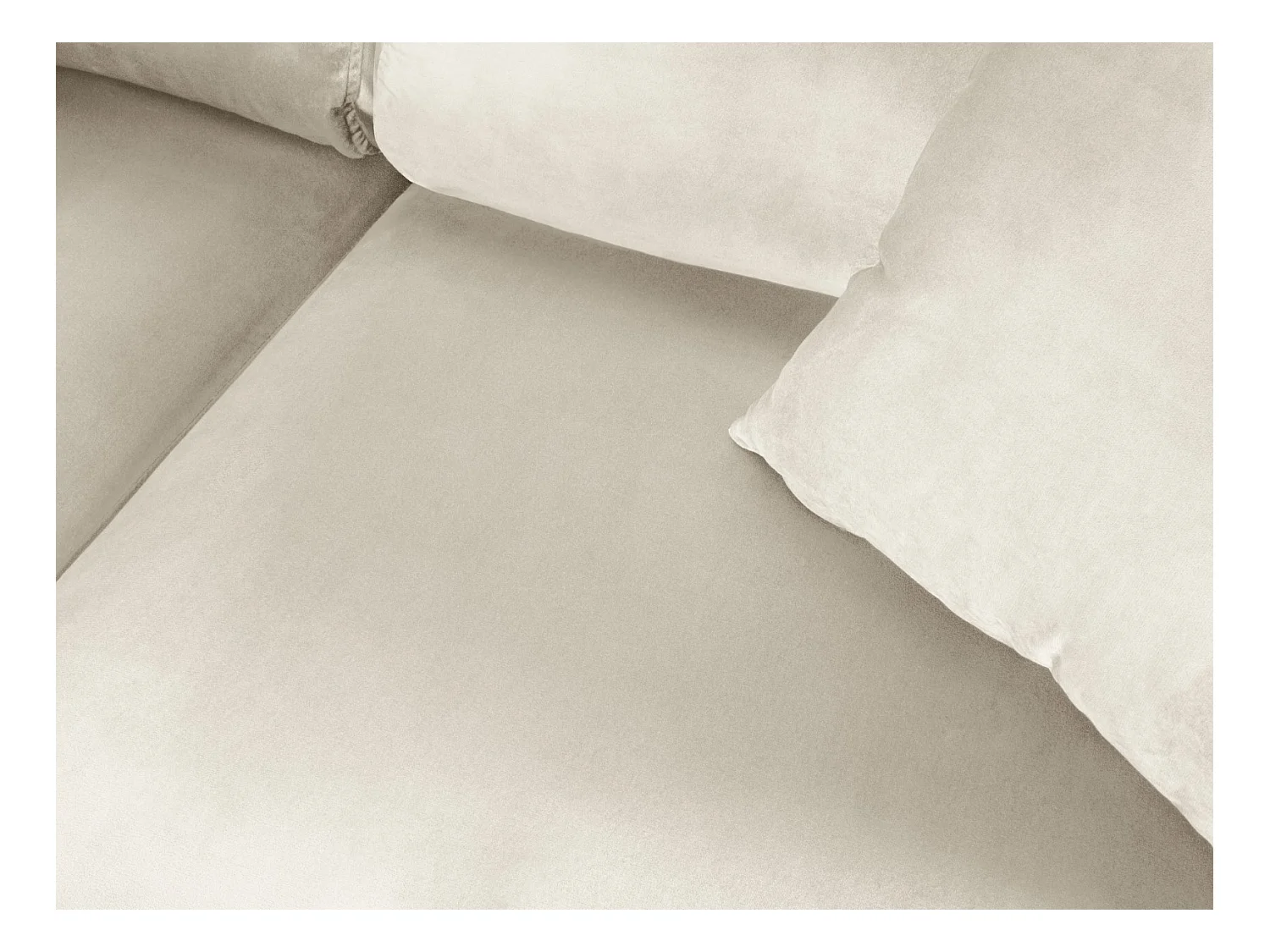Cosmopolitan Design - 5-Sitzer ausklappbares Ecksofa links mit Container "Kyoto" aus Samt leichtes beige - 243x194x88cm