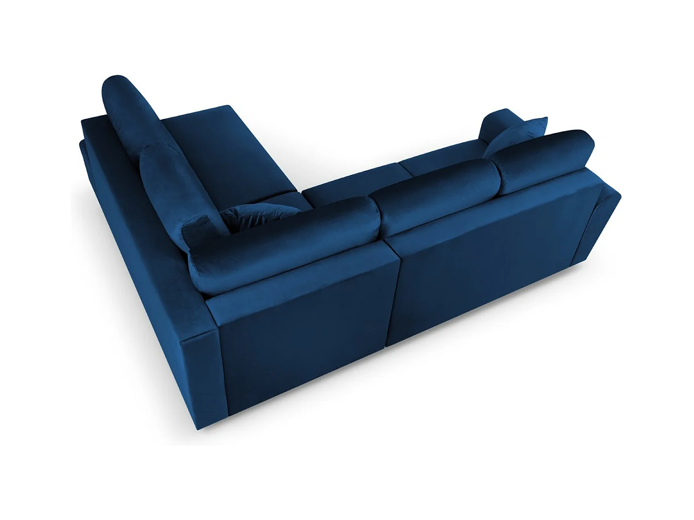 Cosmopolitan Design - Canapé d'angle droit convertible avec coffre de rangement "Kyoto" 5 places en velours bleu roi - 243x194x88cm