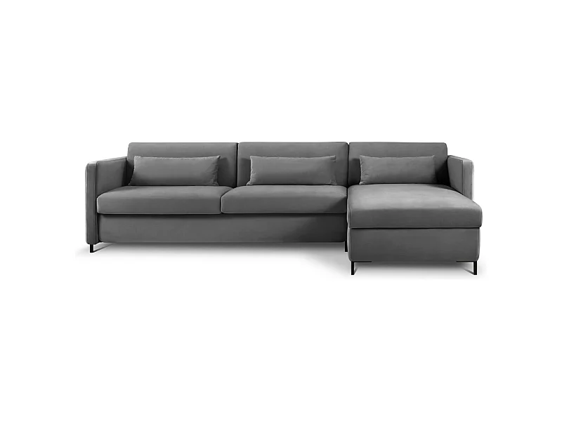 CXL by Christian Lacroix - 5-Sitzer ausklappbares Ecksofa rechts "Yanis" Sitzer aus Samt dunkelgrau - 280x170x80cm