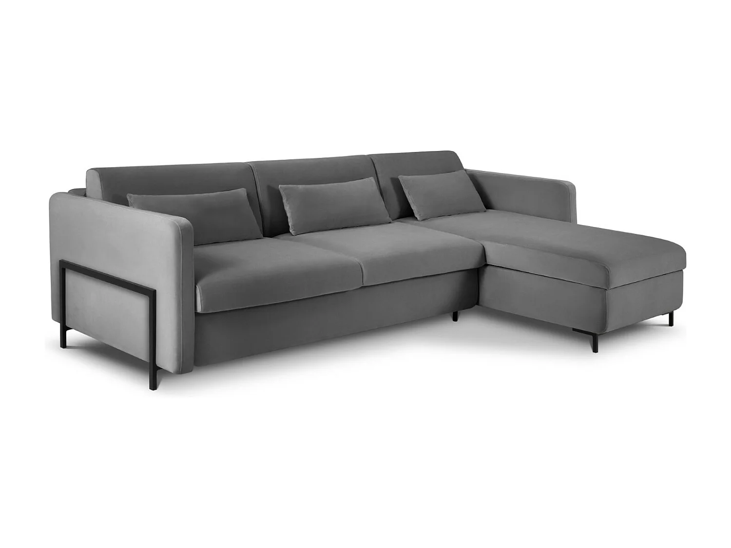 CXL by Christian Lacroix - 5-Sitzer ausklappbares Ecksofa rechts "Yanis" Sitzer aus Samt dunkelgrau - 280x170x80cm