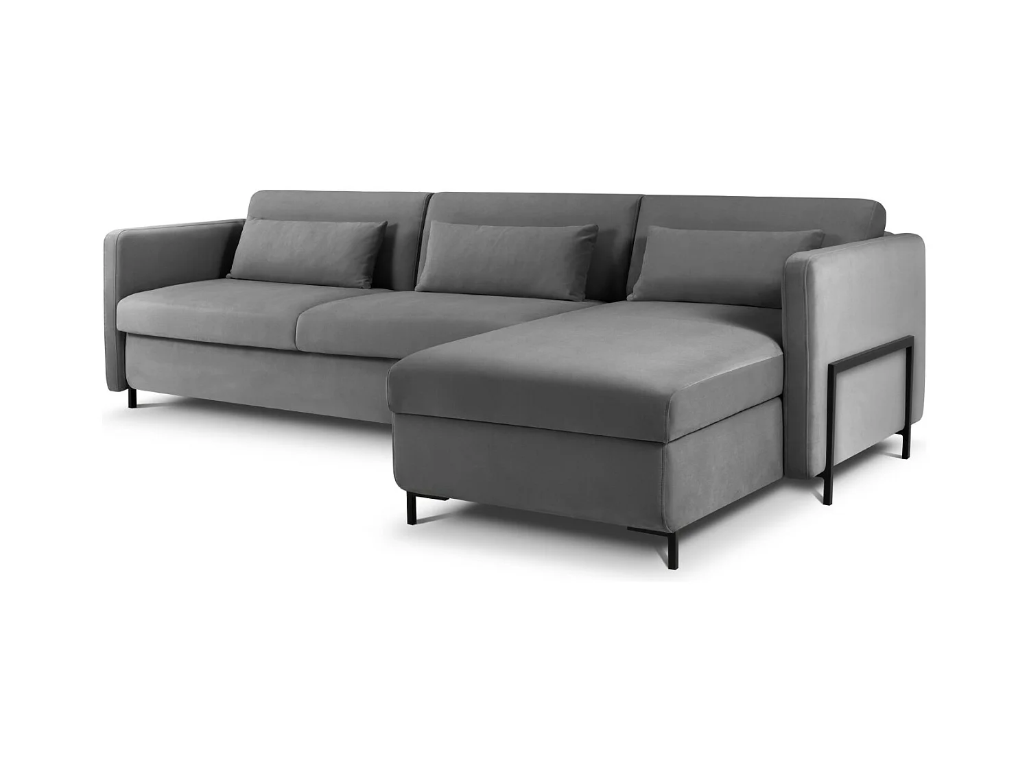 CXL by Christian Lacroix - 5-Sitzer ausklappbares Ecksofa rechts "Yanis" Sitzer aus Samt dunkelgrau - 280x170x80cm