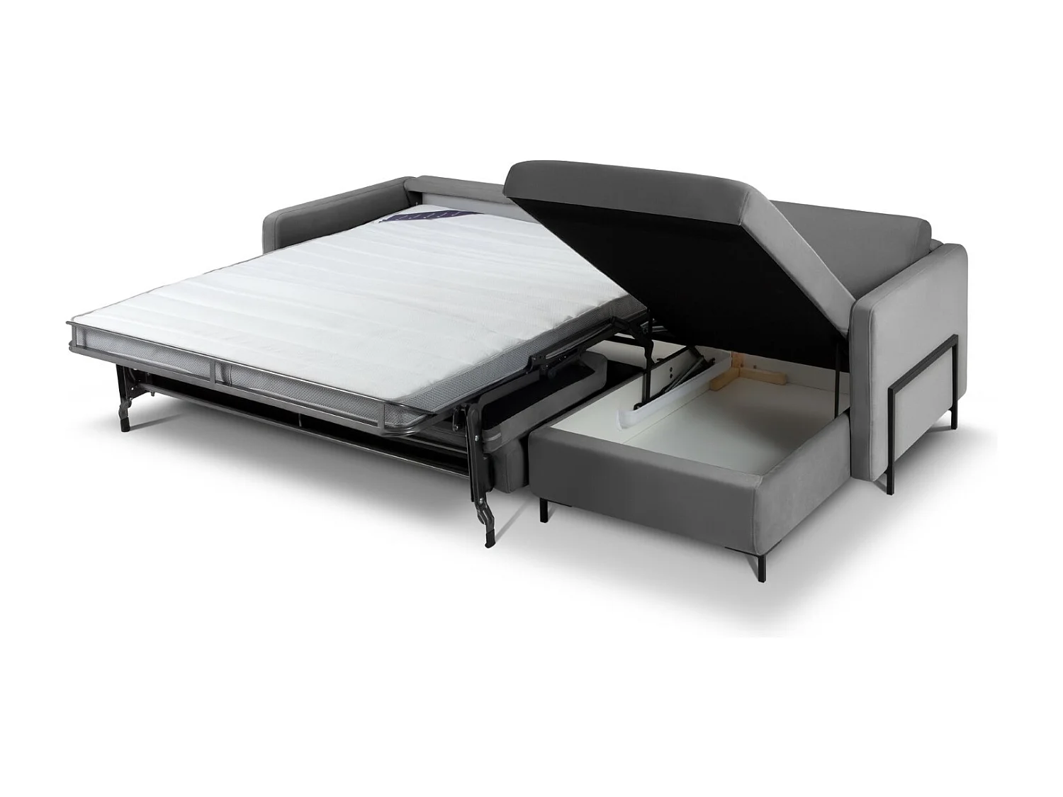 CXL by Christian Lacroix - 5-Sitzer ausklappbares Ecksofa rechts "Yanis" Sitzer aus Samt dunkelgrau - 280x170x80cm