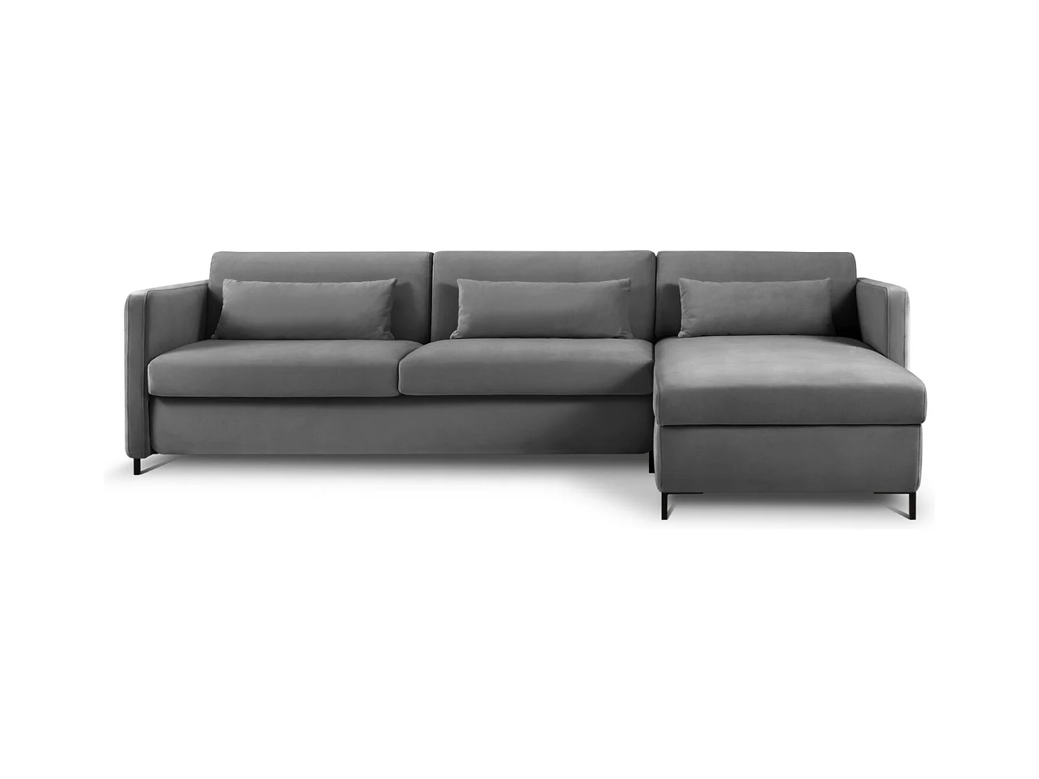 CXL by Christian Lacroix - Canapé d'angle droit convertible "Yanis" 5 places en velours gris foncé - 280x170x80cm