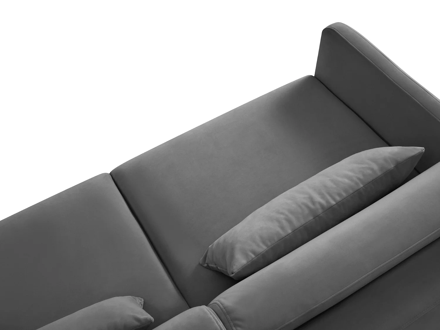 CXL by Christian Lacroix - Canapé d'angle droit convertible "Yanis" 5 places en velours gris foncé - 280x170x80cm