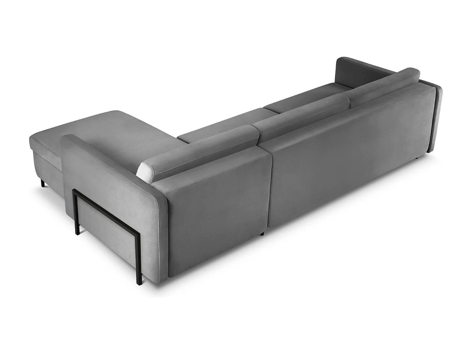 CXL by Christian Lacroix - Canapé d'angle droit convertible "Yanis" 5 places en velours gris foncé - 280x170x80cm