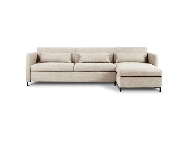 CXL by Christian Lacroix - Sofá cama esquinero derecho con baúl de almacenaje "Yanis" 5 plazas de tejido estructural beige - 280x170x80cm