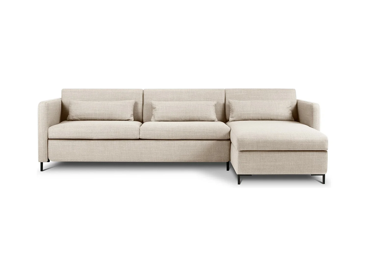 CXL by Christian Lacroix - Canapé d'angle droit convertible avec coffre de rangement "Yanis" 5 places en tissu structurel beige - 280x170x80cm