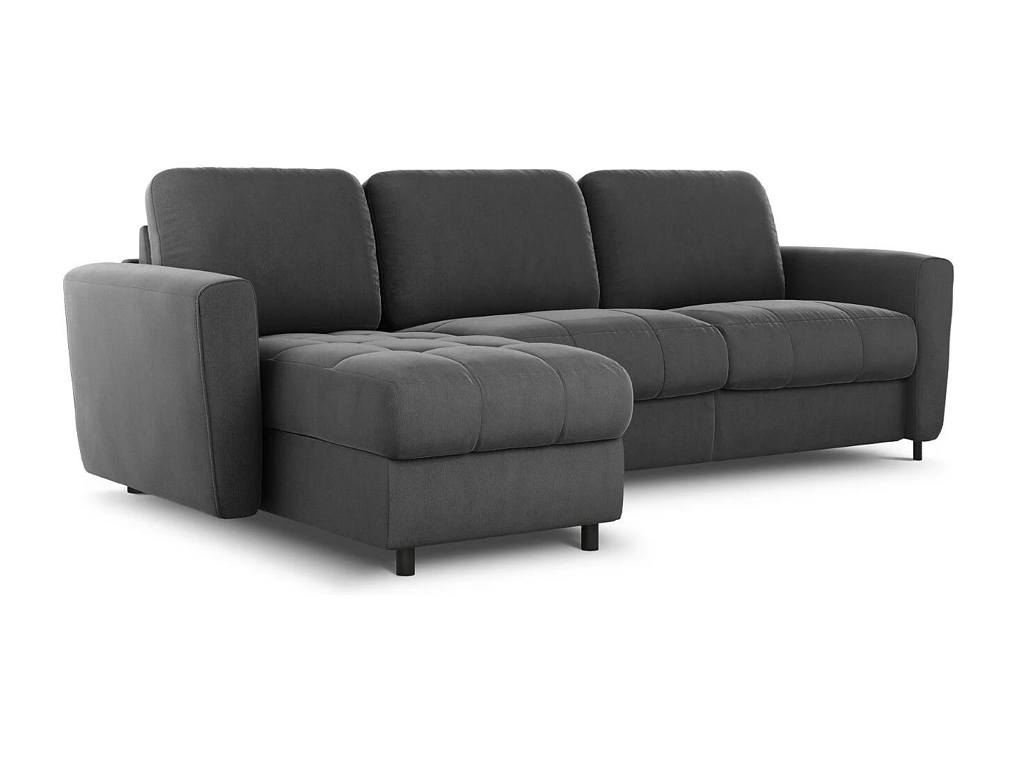 CXL by Christian Lacroix - Narożnik lewy rozkładany ze schowkiem, "Audra" 4 miejsca welur, szary ciemny - 270x170x88cm