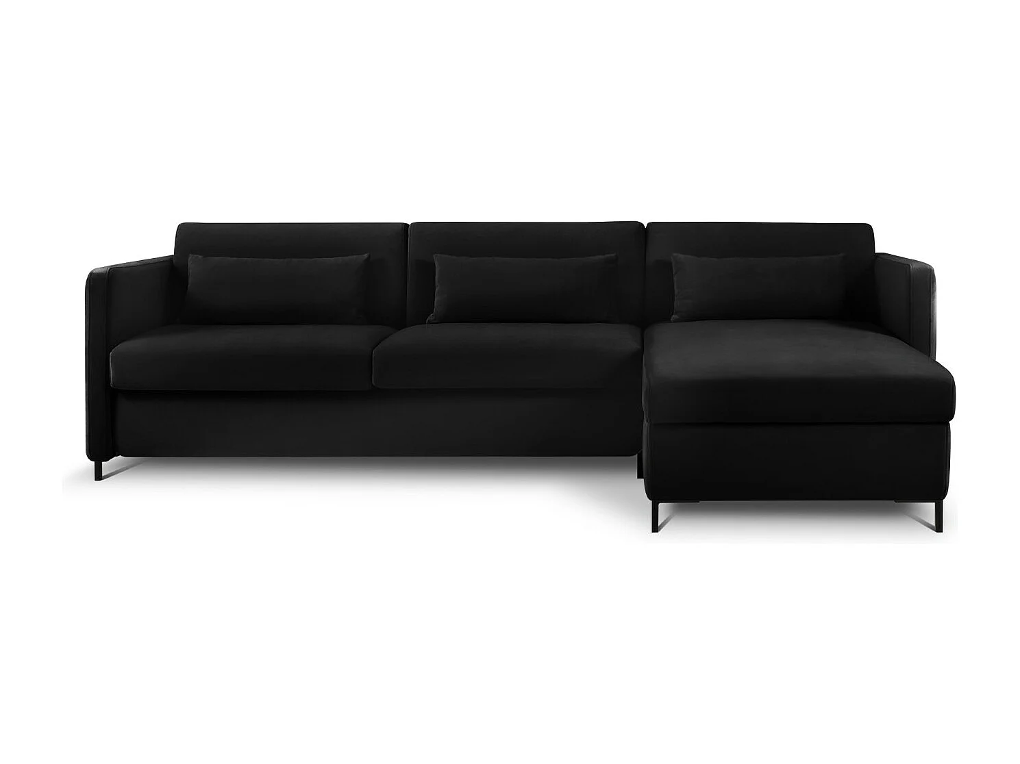 CXL by Christian Lacroix - Converteerbare hoekbank rechts "Yanis" 4 zitplaatsen, Flueel, Zwart - 260x170x80cm