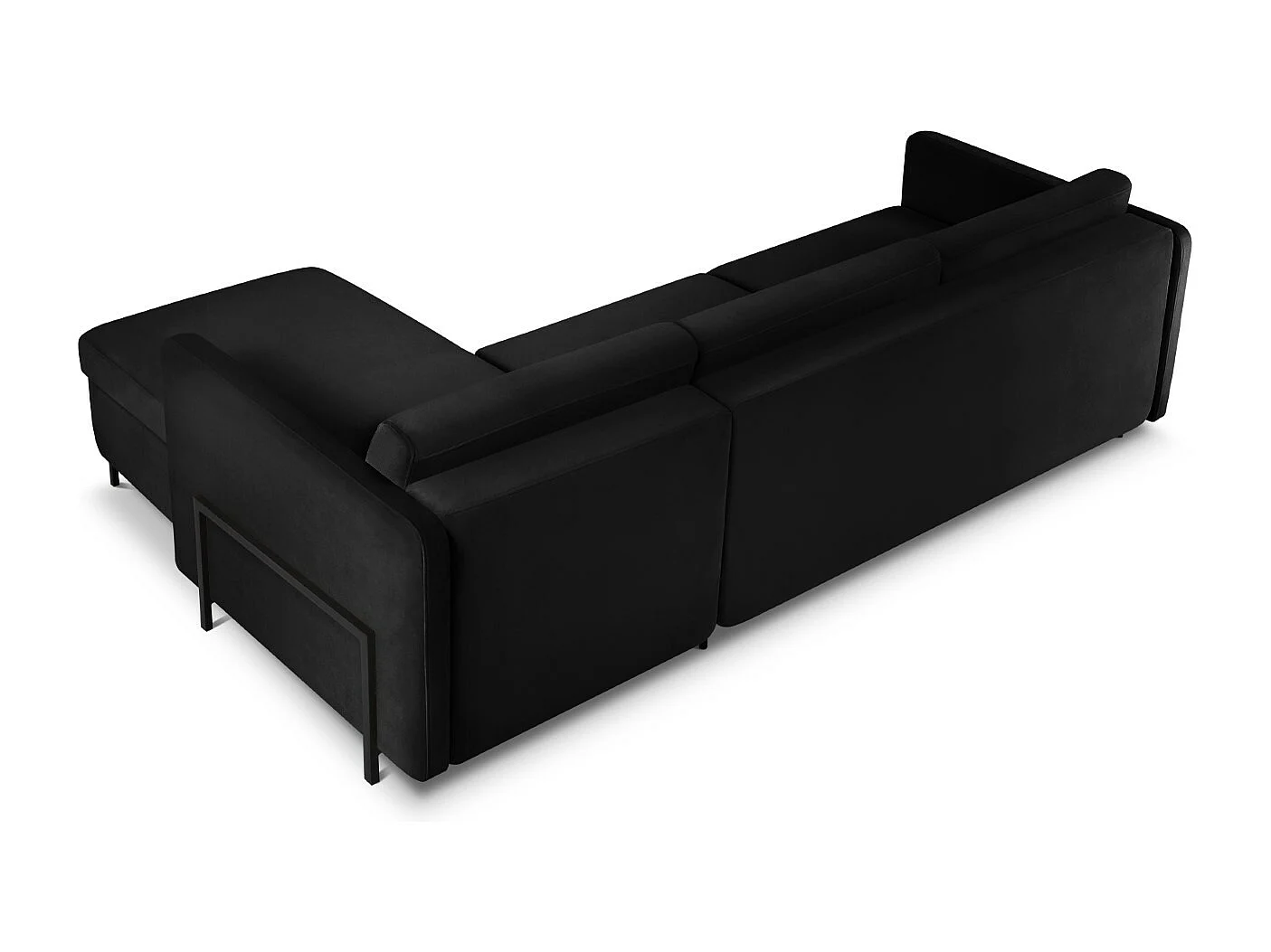 CXL by Christian Lacroix - Canapé d'angle droit convertible "Yanis" 4 places en velours noir - 260x170x80cm