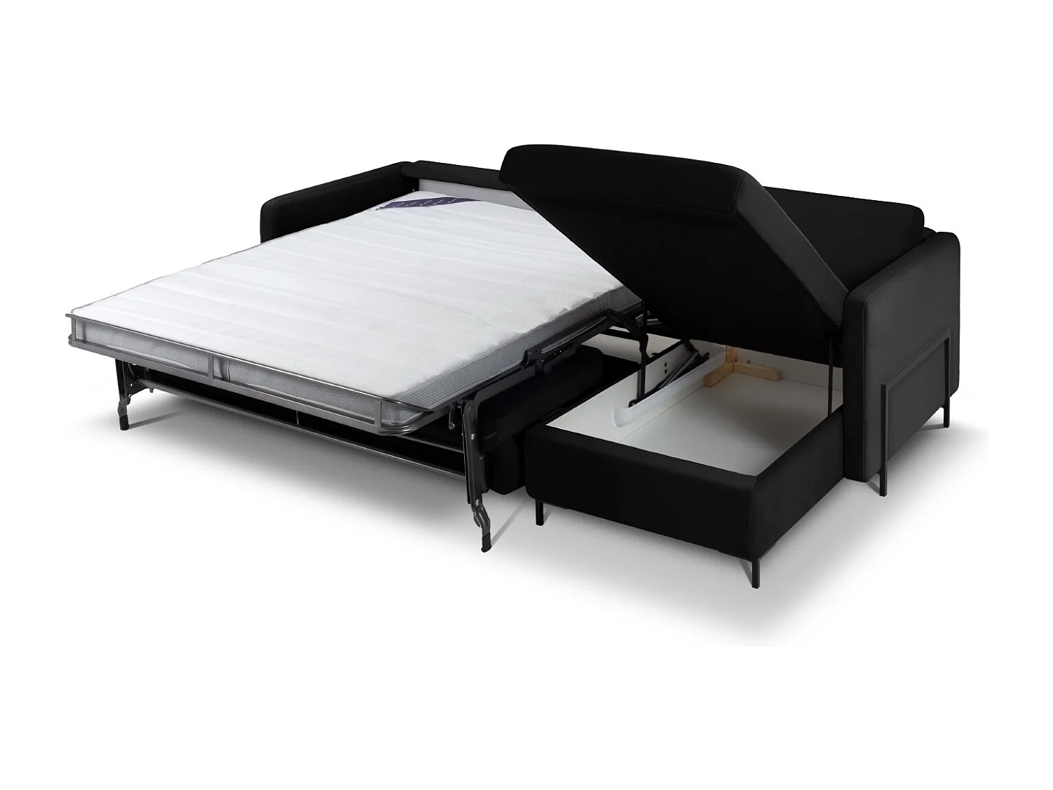 CXL by Christian Lacroix - Canapé d'angle droit convertible "Yanis" 4 places en velours noir - 260x170x80cm