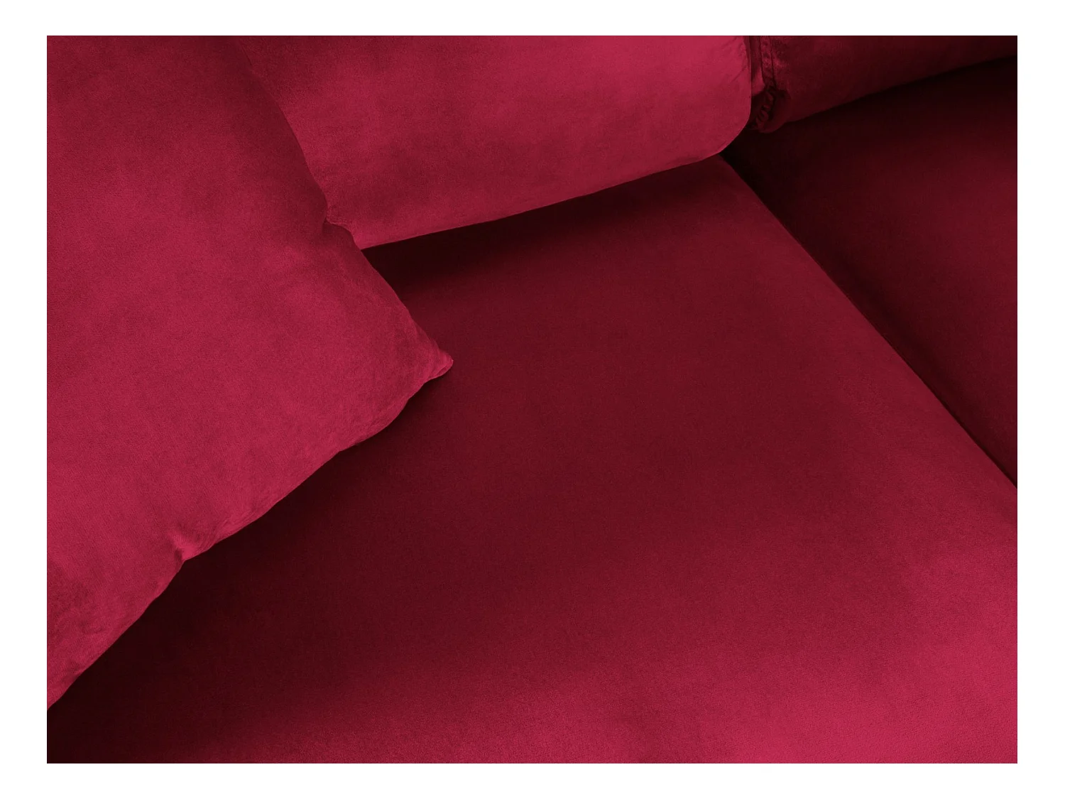 Cosmopolitan Design - Canapé d'angle droit convertible avec coffre de rangement "Kyoto" 5 places en velours rouge - 243x194x88cm