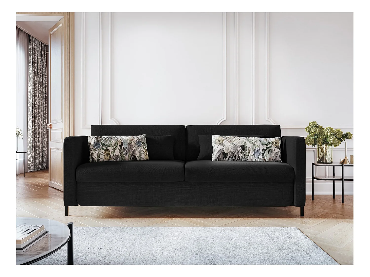 CXL by Christian Lacroix - 2-Sitzer ausklappbares Sofa "Yanis" Sitzer aus strukturiertem Stoff dunkelgrau - 182x102x80cm