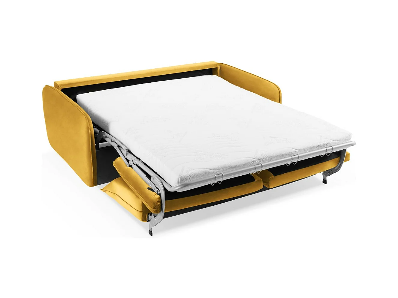 Cosmopolitan Design - Divano convertibile "Vienna" 3 posti in velluto giallo - 214x102x92cm