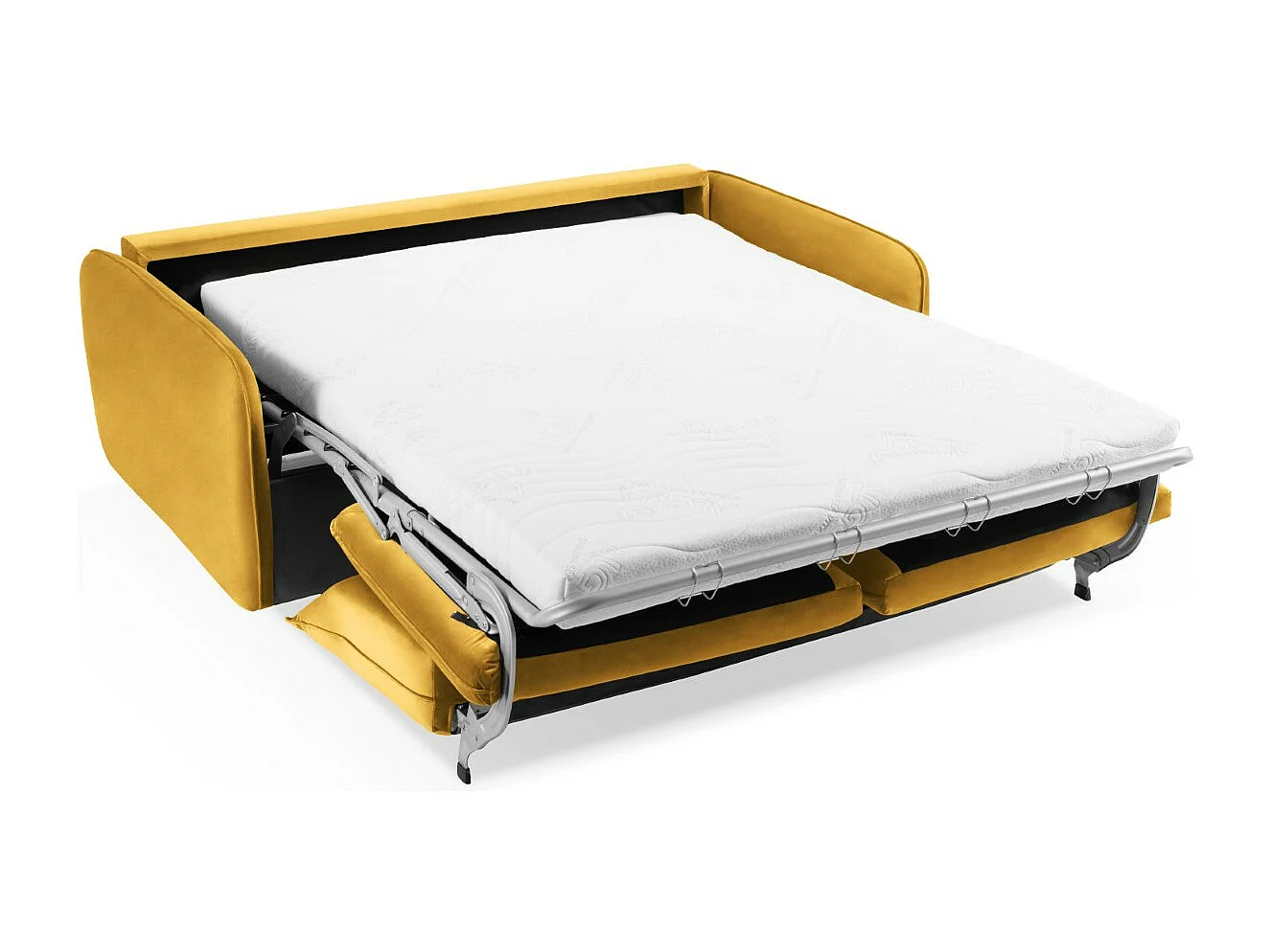 Cosmopolitan Design - Canapé convertible "Vienna" 3 places en velours jaune - 214x102x92cm