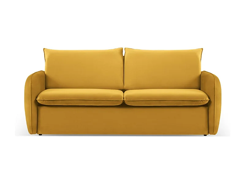 Cosmopolitan Design - Sofá cama "Vienna" 3 plazas de terciopelo amarillo - 214x102x92cm