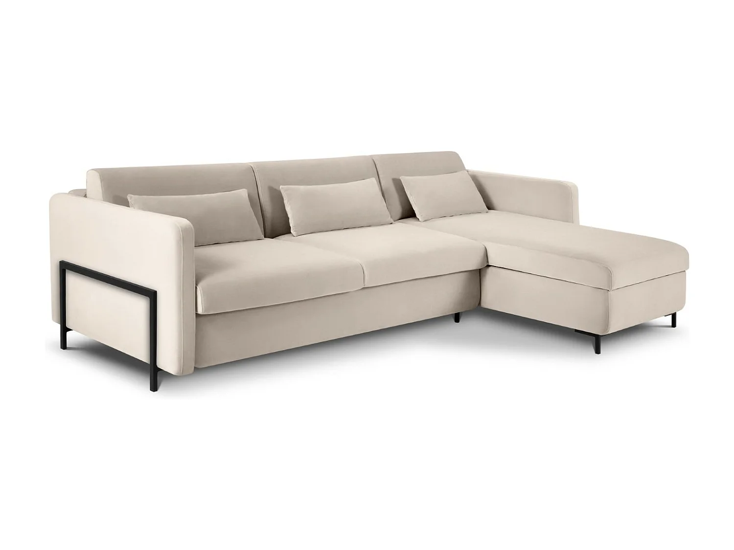 CXL by Christian Lacroix - Divano convertibile angolare destro "Yanis" 5 posti in velluto beige - 280x170x80cm