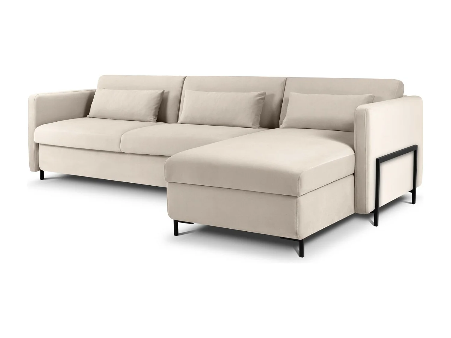 CXL by Christian Lacroix - Divano convertibile angolare destro "Yanis" 5 posti in velluto beige - 280x170x80cm