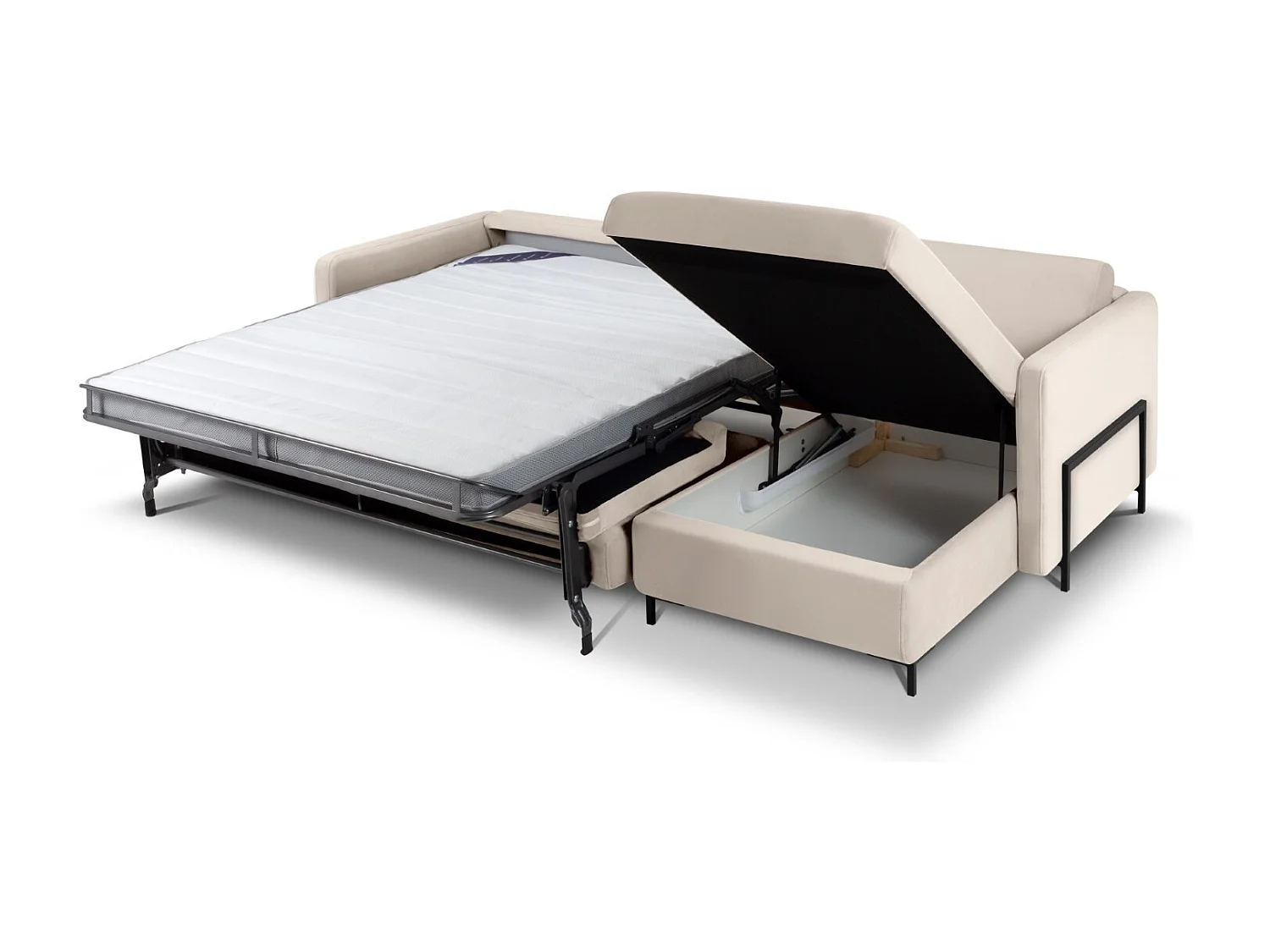 CXL by Christian Lacroix - Divano convertibile angolare destro "Yanis" 5 posti in velluto beige - 280x170x80cm