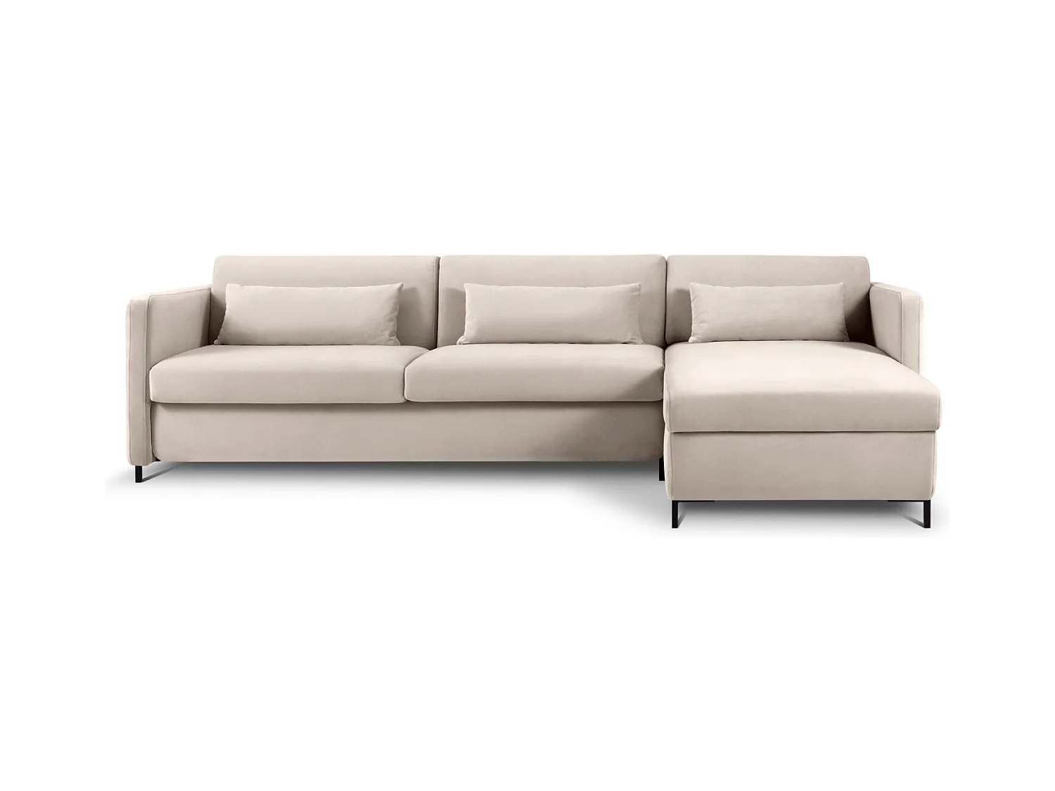 CXL by Christian Lacroix - Canapé d'angle droit convertible "Yanis" 5 places en velours beige - 280x170x80cm