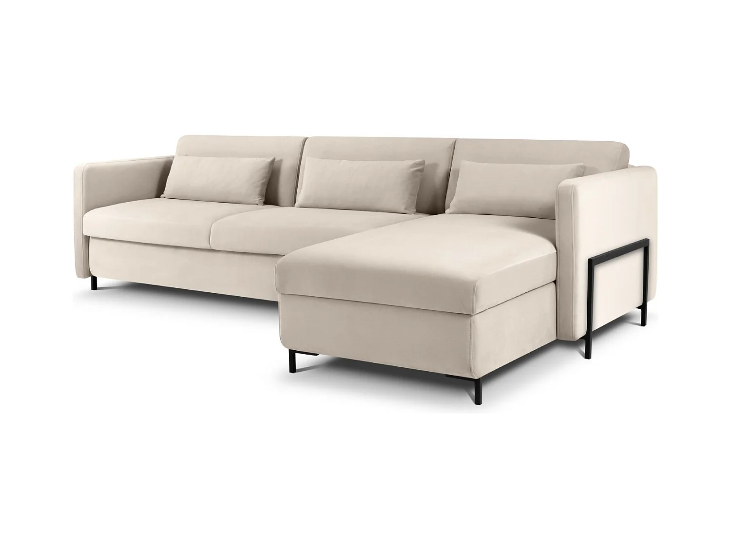 CXL by Christian Lacroix - Sofá cama esquinero derecho "Yanis" 5 plazas de terciopelo beige - 280x170x80cm