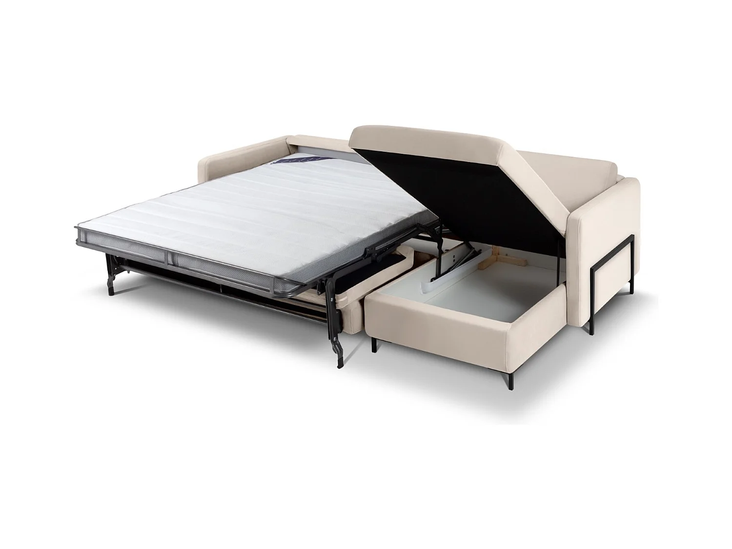 CXL by Christian Lacroix - Sofá cama esquinero derecho "Yanis" 5 plazas de terciopelo beige - 280x170x80cm