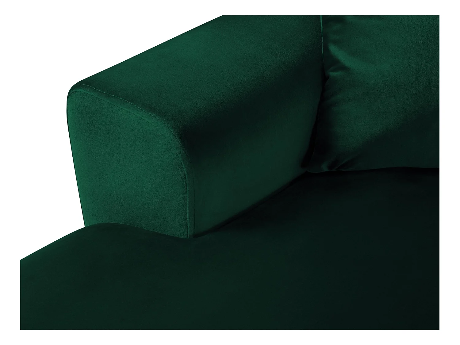 Cosmopolitan Design - Sofa panoramiczna prawa rozkładana ze schowkiem, "Kyoto" 7 miejsc welur, zielony butelkowy - 313x194x88cm