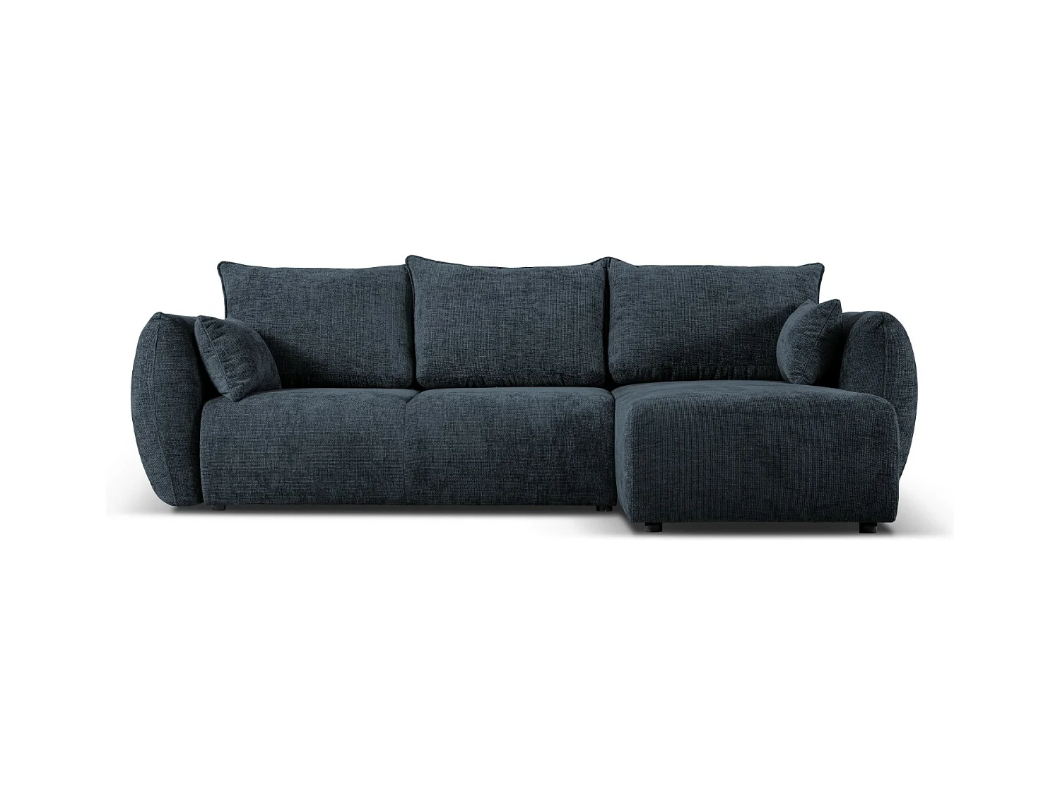 Cosmopolitan Design - Canapé d'angle droit convertible avec coffre de rangement "Matera" 4 places en chenille bleu roi - 253x173x86cm