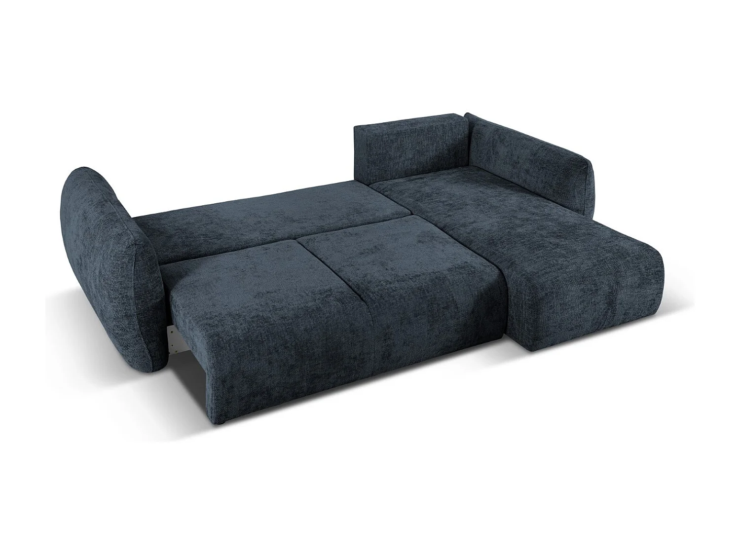 Cosmopolitan Design - Narożnik prawy rozkładany ze schowkiem, "Matera" 4 miejsca szenil, błękit królewski - 253x173x86cm