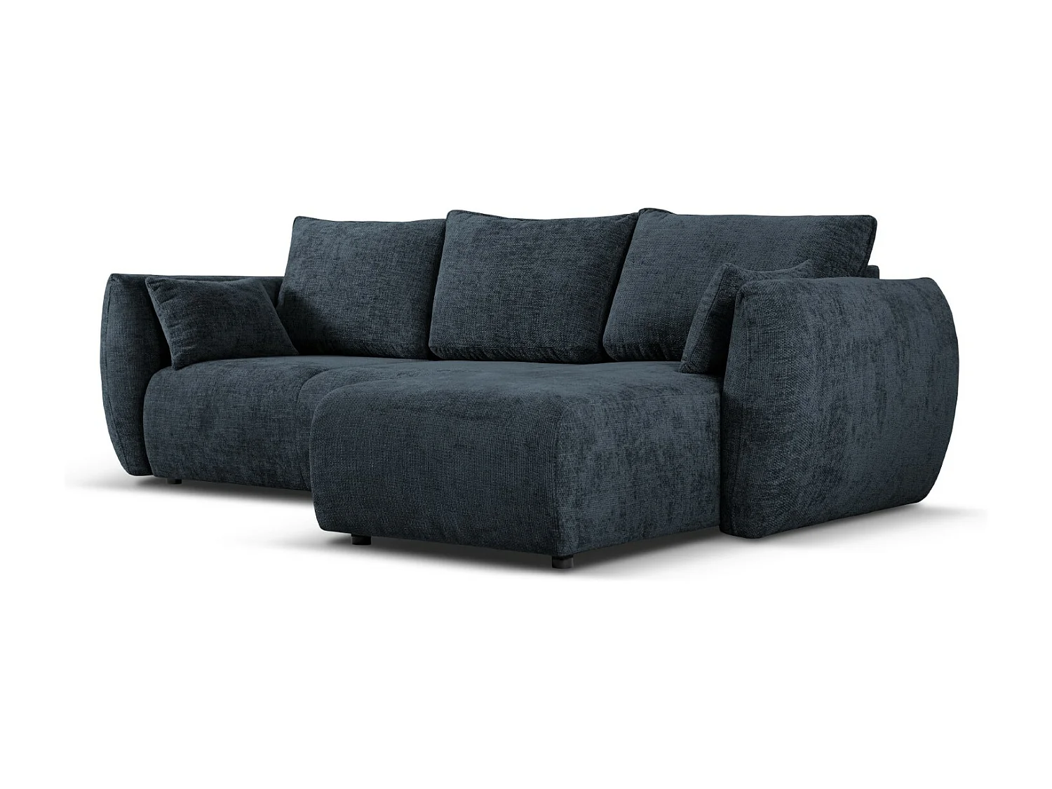 Cosmopolitan Design - Canapé d'angle droit convertible avec coffre de rangement "Matera" 4 places en chenille bleu roi - 253x173x86cm