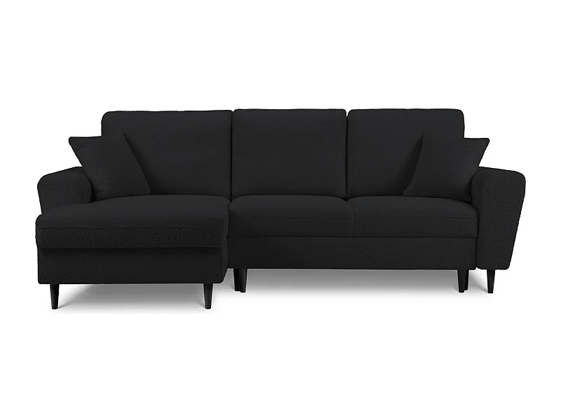 Cosmopolitan Design - Narożnik lewy rozkładany ze schowkiem, "Kyoto" 4 miejsca boucle, czarny - 241x145x88cm
