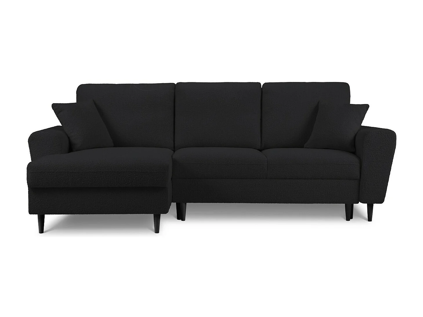 Cosmopolitan Design - Narożnik lewy rozkładany ze schowkiem, "Kyoto" 4 miejsca boucle, czarny - 241x145x88cm
