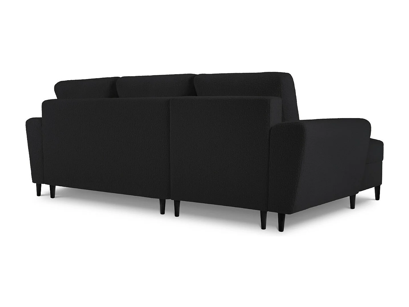 Cosmopolitan Design - Canapé d'angle gauche convertible avec coffre de rangement "Kyoto" 4 places en bouclé noir - 241x145x88cm