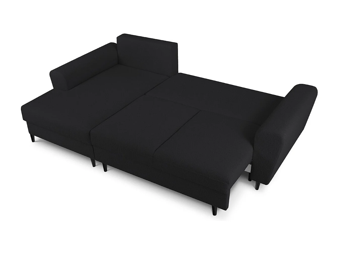 Cosmopolitan Design - Canapé d'angle gauche convertible avec coffre de rangement "Kyoto" 4 places en bouclé noir - 241x145x88cm