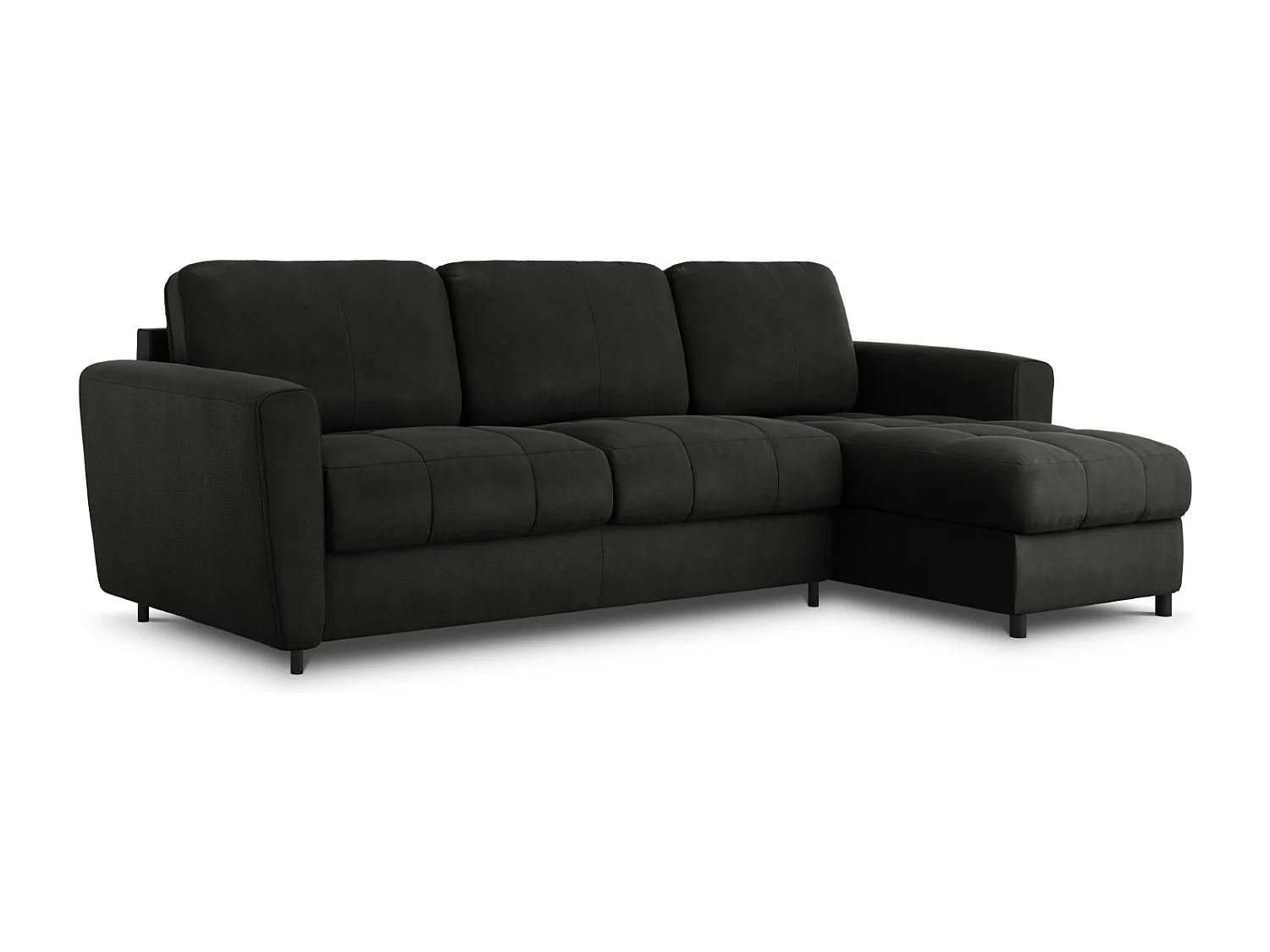 CXL by Christian Lacroix - Narożnik prawy z funkcją spania, "Audra" 5 miejsc skóra naturalna, czarny - 290x170x88cm