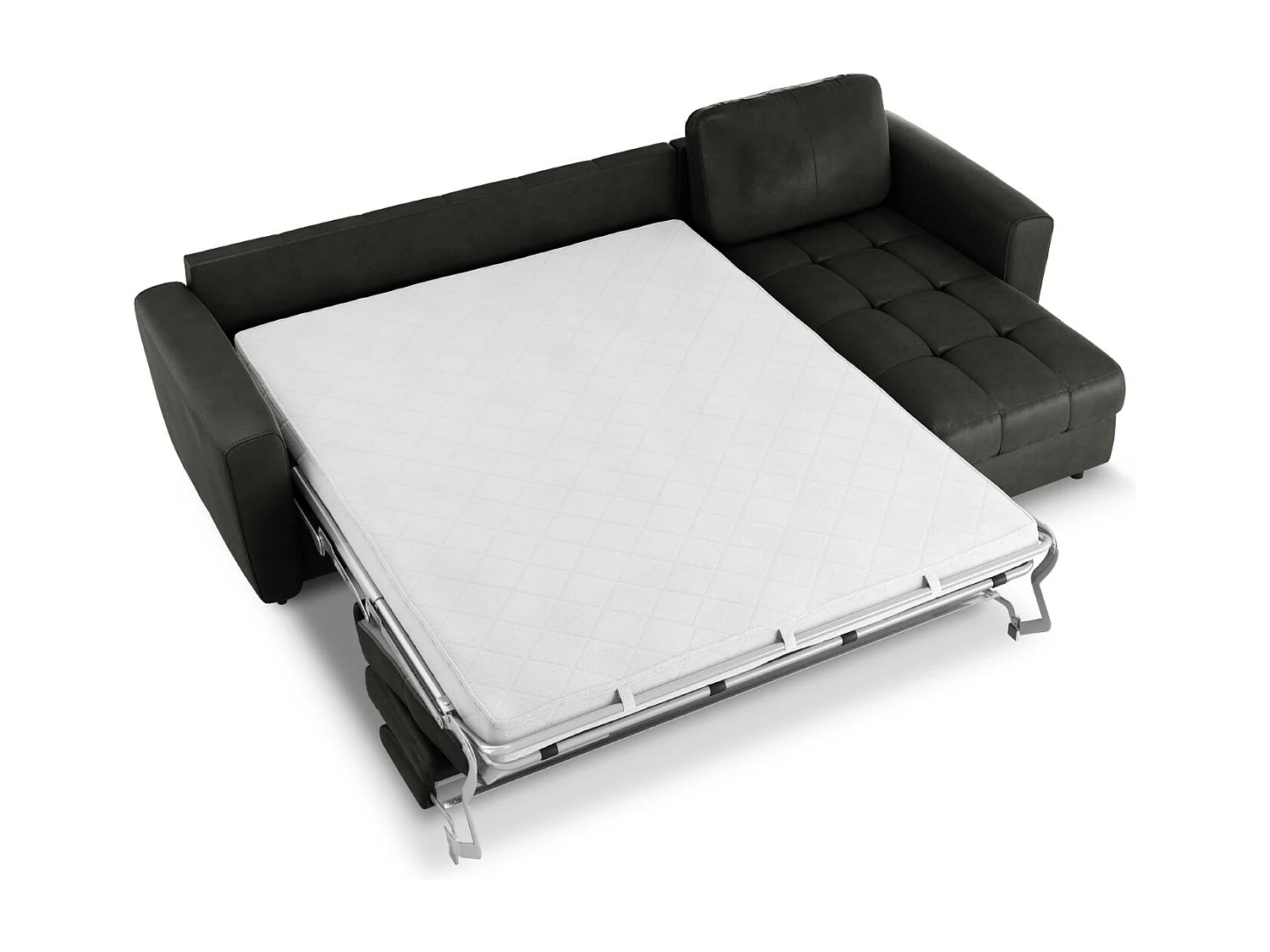 CXL by Christian Lacroix - Narożnik prawy z funkcją spania, "Audra" 5 miejsc skóra naturalna, czarny - 290x170x88cm