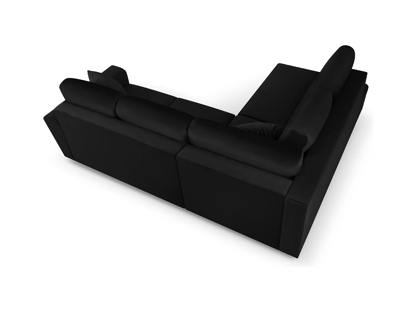 Cosmopolitan Design - Canapé d'angle gauche convertible avec coffre de rangement "Kyoto" 5 places en velours noir - 243x194x88cm