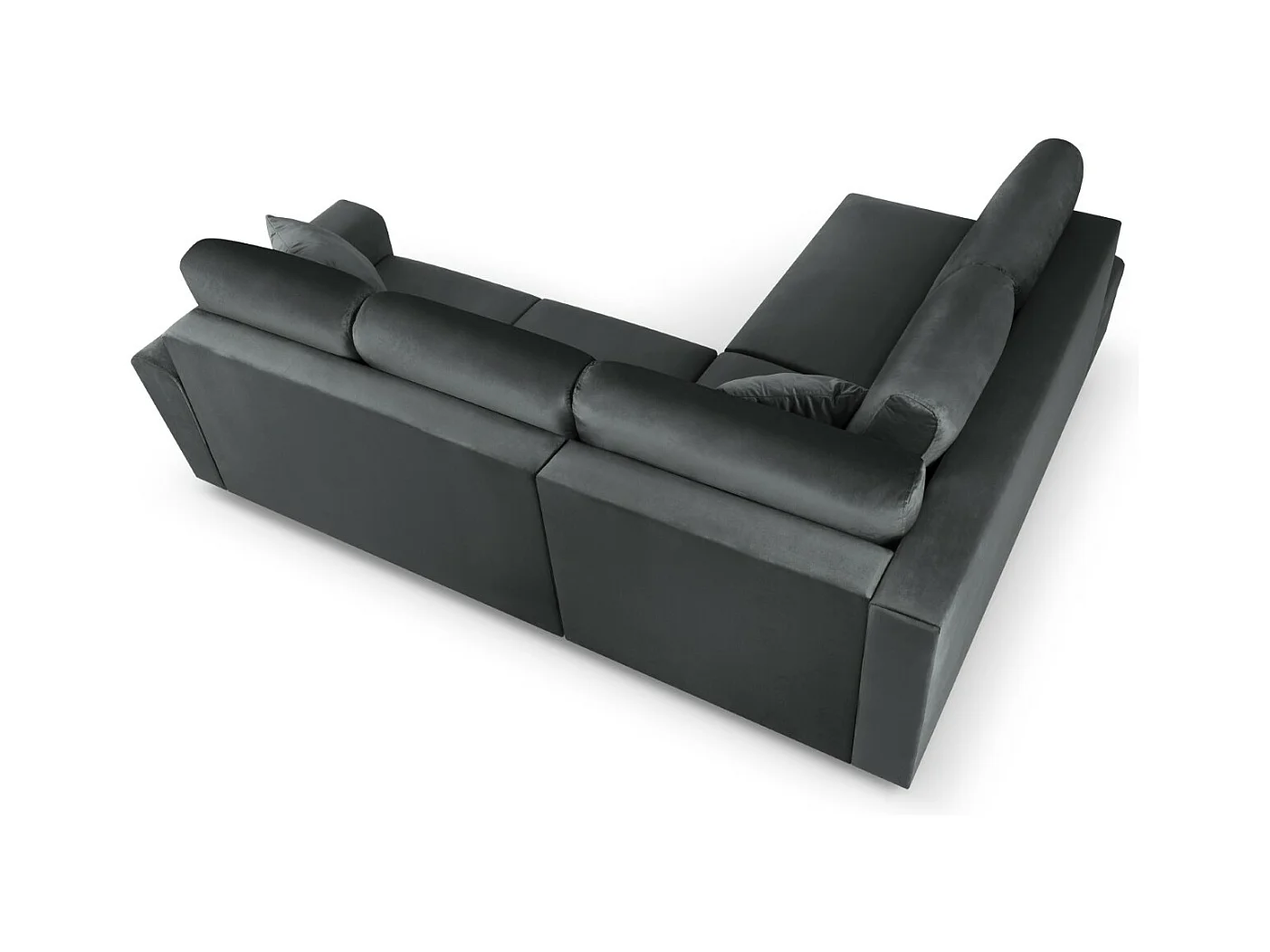 Cosmopolitan Design - Canapé d'angle gauche convertible avec coffre de rangement "Kyoto" 5 places en velours gris foncé - 243x194x88cm