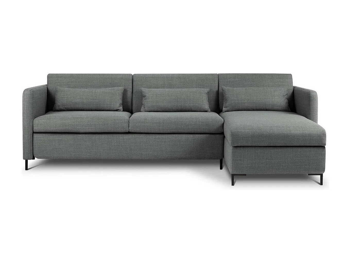 CXL by Christian Lacroix - Canapé d'angle droit convertible avec coffre de rangement "Yanis" 4 places en tissu structurel gris - 260x170x80cm