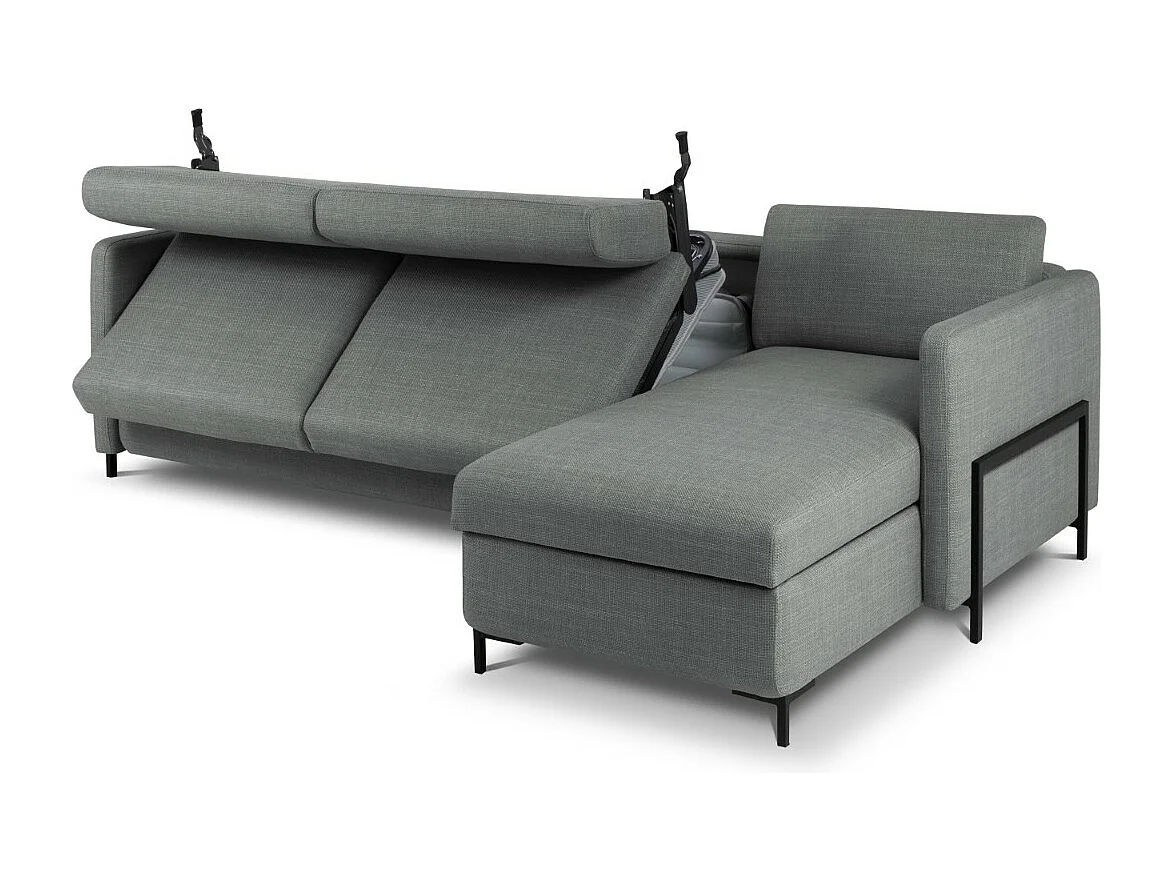 CXL by Christian Lacroix - Canapé d'angle droit convertible avec coffre de rangement "Yanis" 4 places en tissu structurel gris - 260x170x80cm