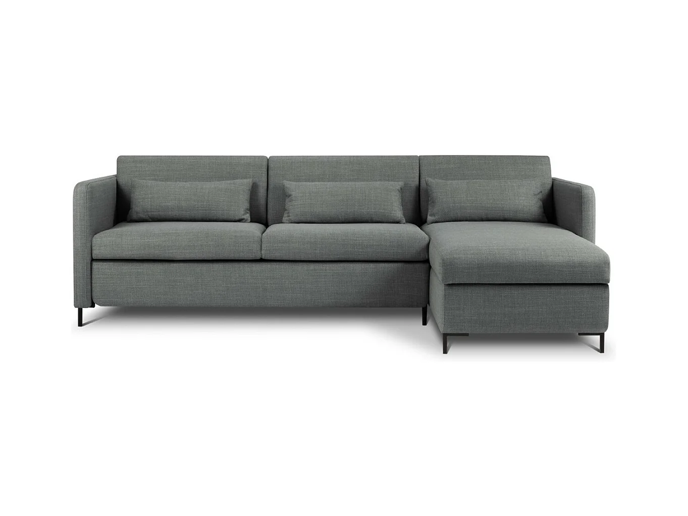 CXL by Christian Lacroix - Canapé d'angle droit convertible avec coffre de rangement "Yanis" 4 places en tissu structurel gris - 260x170x80cm