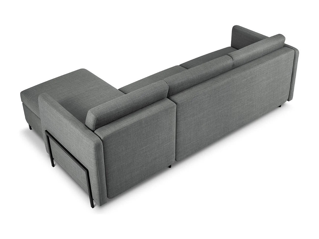 CXL by Christian Lacroix - Sofá cama esquinero derecho con baúl de almacenaje "Yanis" 4 plazas de tejido estructural gris - 260x170x80cm